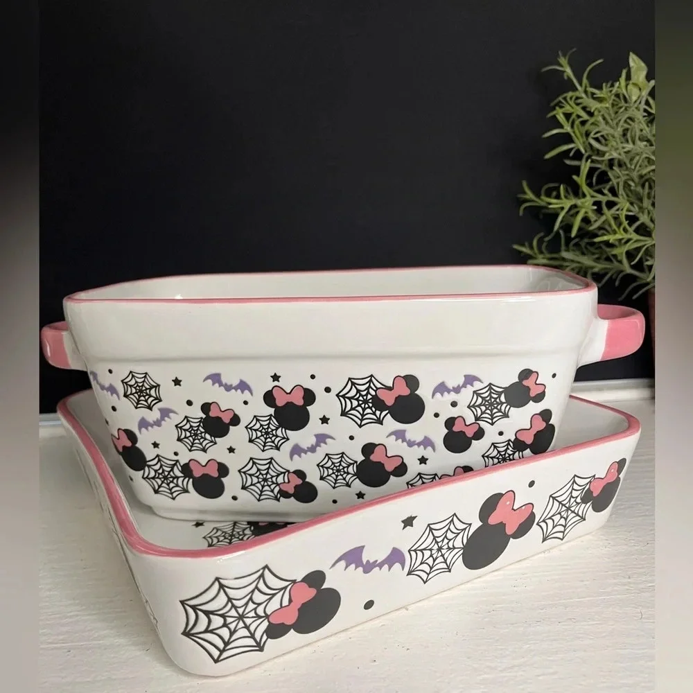 Disney Minnie Mouse Spider Web Casserole Dish Set & Loaf Pan NWT